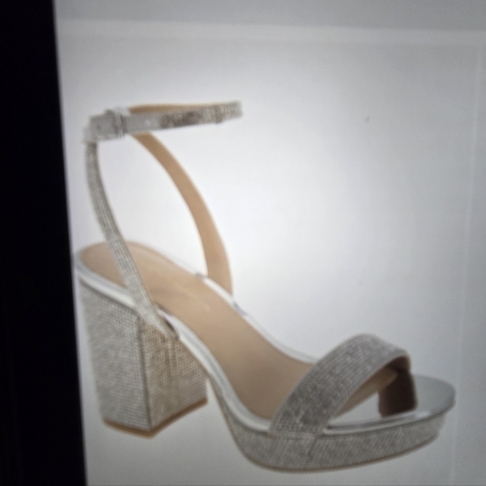 BCBGeneration Silver Block Heel Sandals